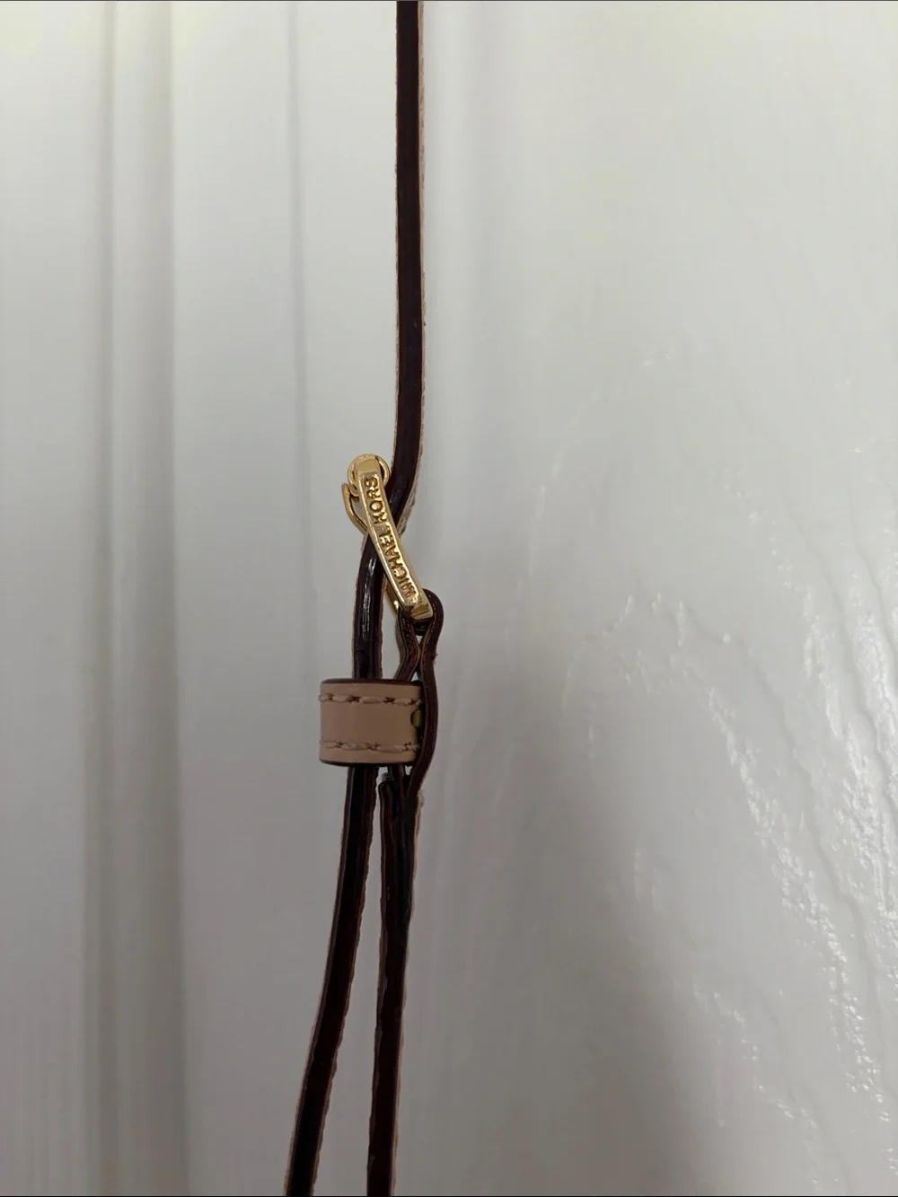 Michael Kors Cream Logo Crossbody Bag with Gold Plate